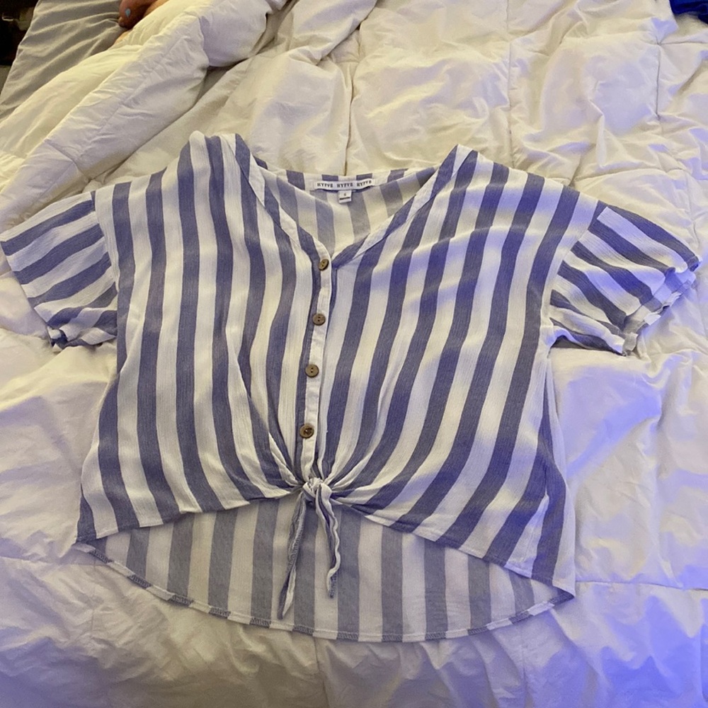 blue striped crop top